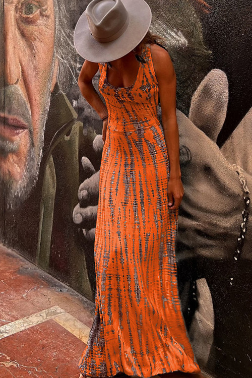 Nonnadress striped print backless crossover dress