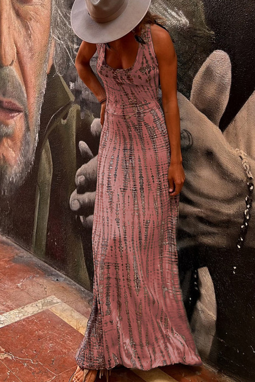 Nonnadress striped print backless crossover dress