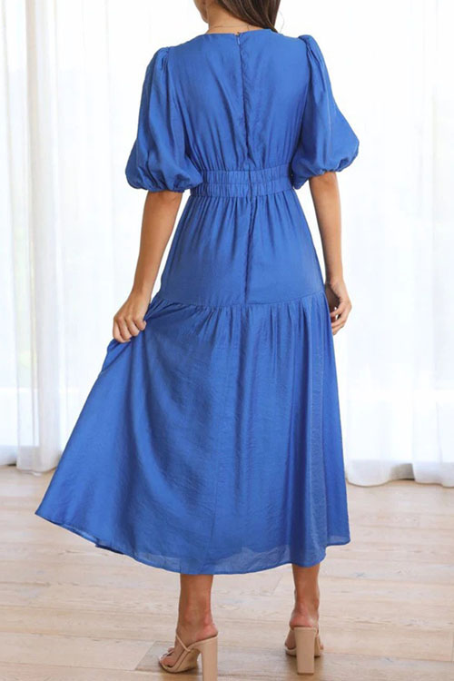 Kathiadress  Trendy summer style V-neck waist midi dress