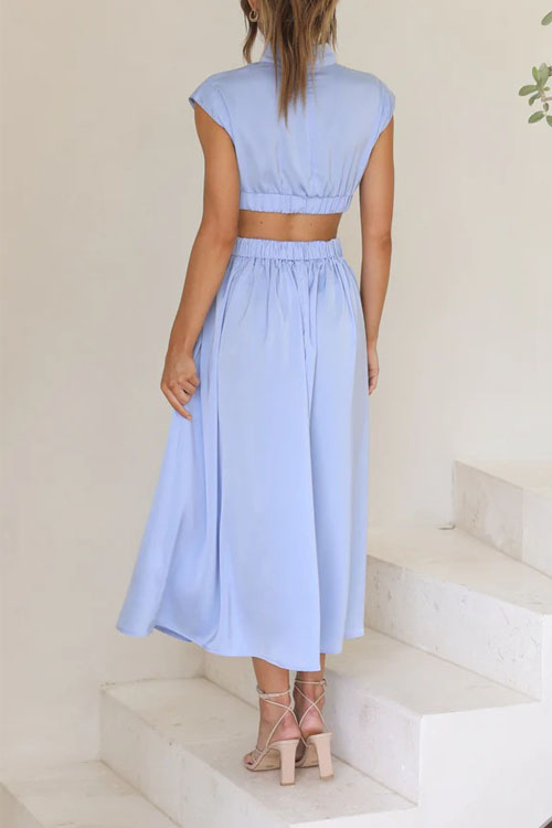 Kathiadress Fashionable Street Stand Collar Waistless Dress