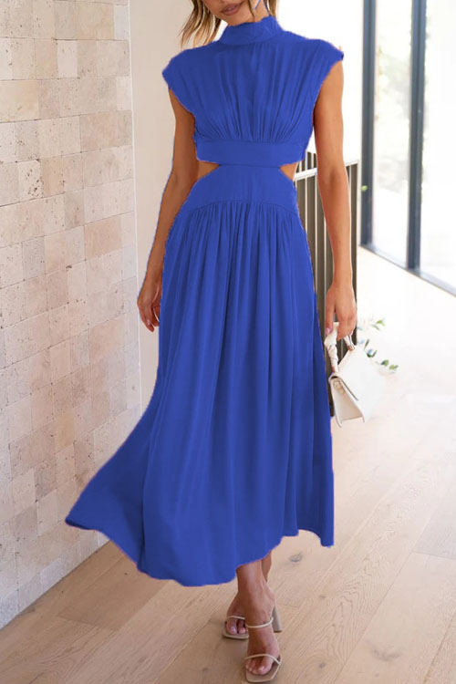 Kathiadress Fashionable Street Stand Collar Waistless Dress