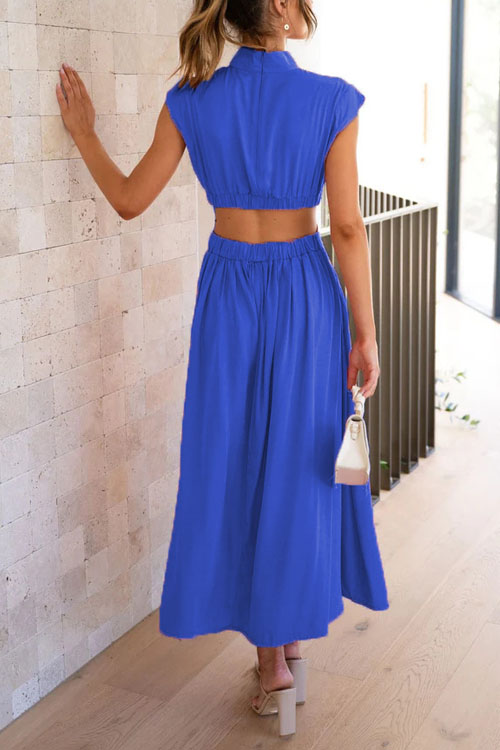 Kathiadress Fashionable Street Stand Collar Waistless Dress