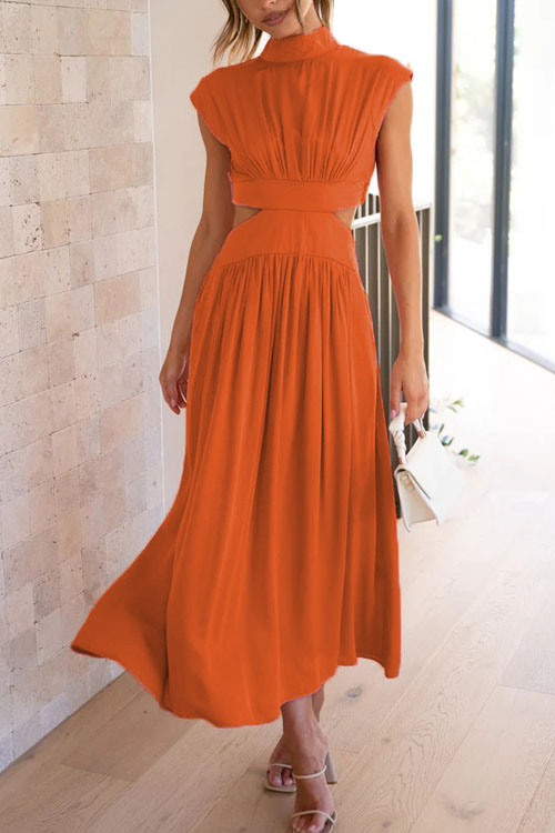 Kathiadress Fashionable Street Stand Collar Waistless Dress