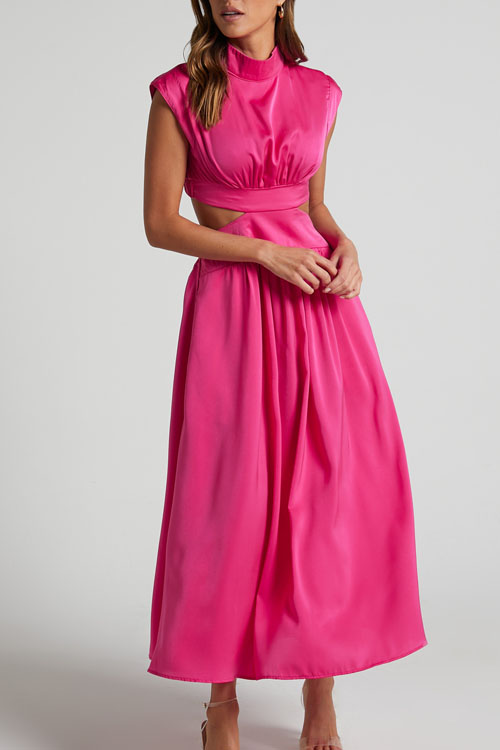 Kathiadress Fashionable Street Stand Collar Waistless Dress