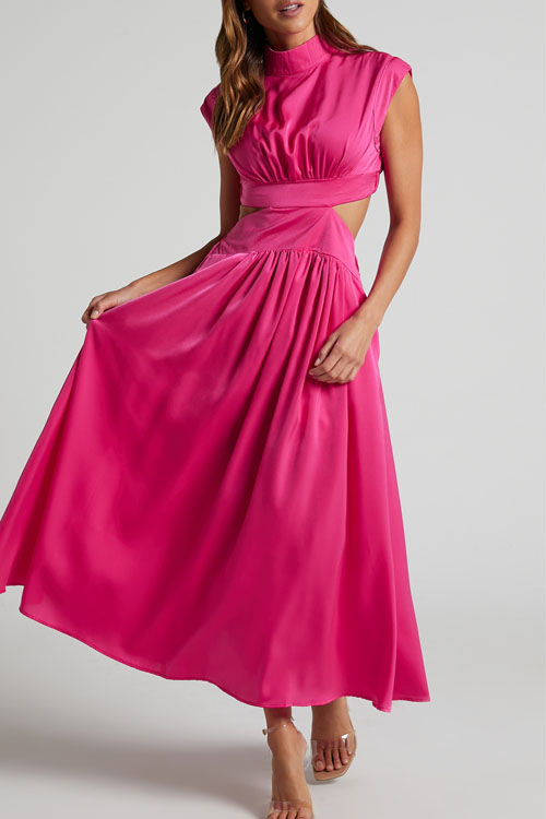 Kathiadress Fashionable Street Stand Collar Waistless Dress