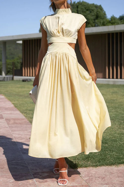 Kathiadress Fashionable Street Stand Collar Waistless Dress