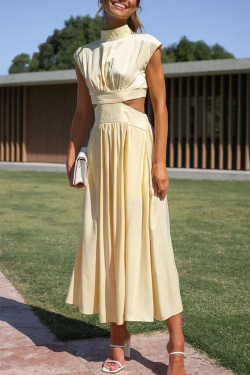 Kathiadress Fashionable Street Stand Collar Waistless Dress