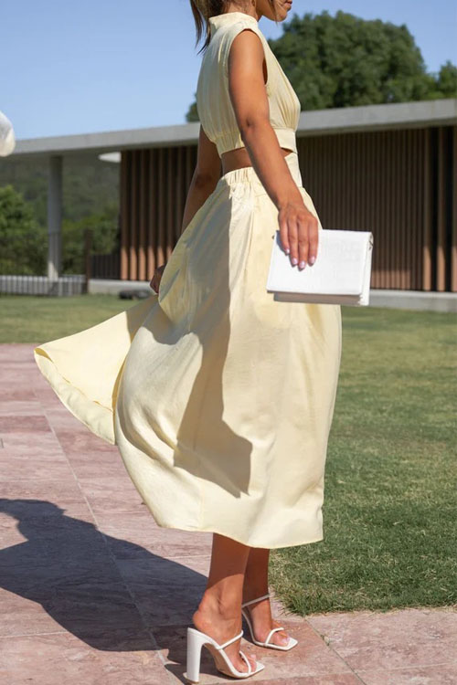 Kathiadress Fashionable Street Stand Collar Waistless Dress