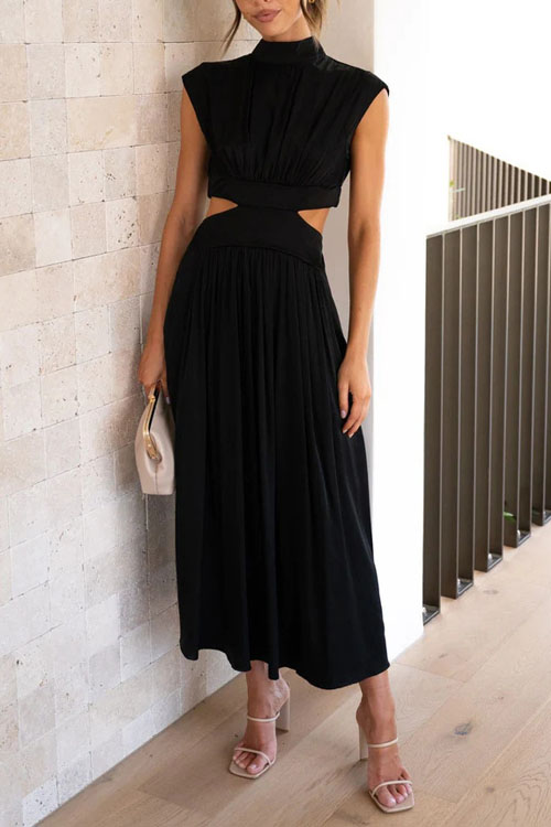 Kathiadress Fashionable Street Stand Collar Waistless Dress