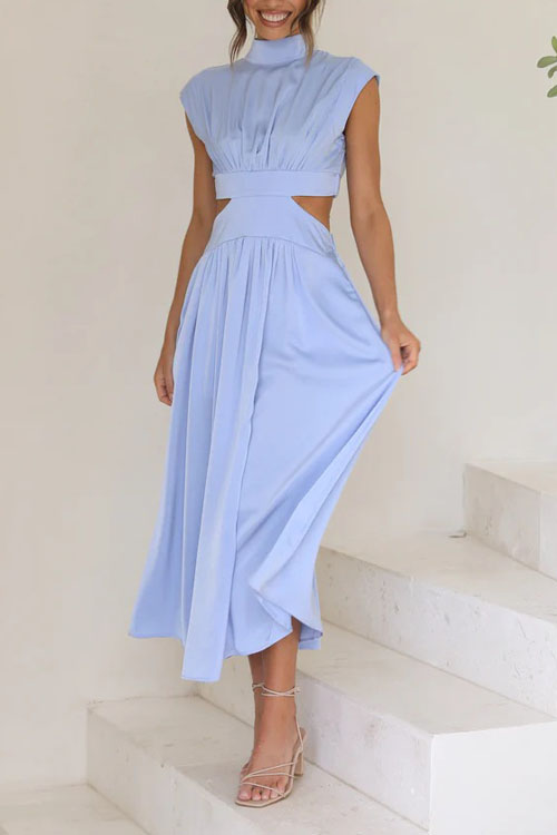 Kathiadress Fashionable Street Stand Collar Waistless Dress