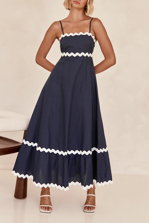 Kathiadress Elegant wavy edges suspender dress