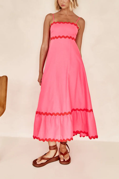 Kathiadress Elegant wavy edges suspender dress