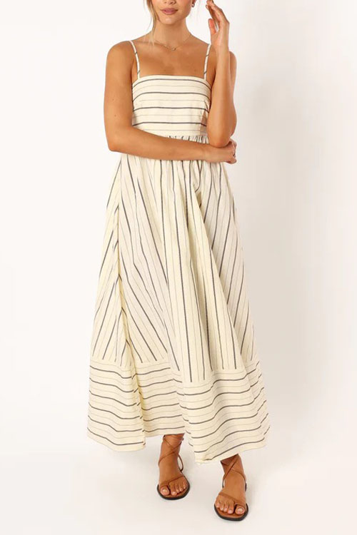 Kathiadress Striped sleeveless strapless backless casual dress