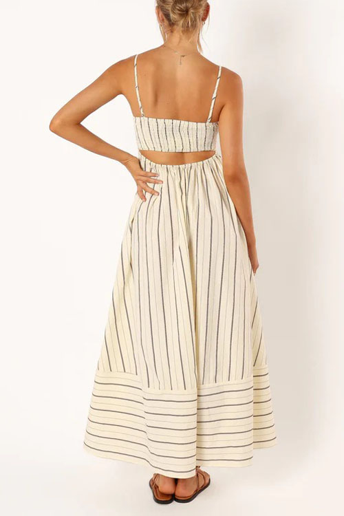 Kathiadress Striped sleeveless strapless backless casual dress