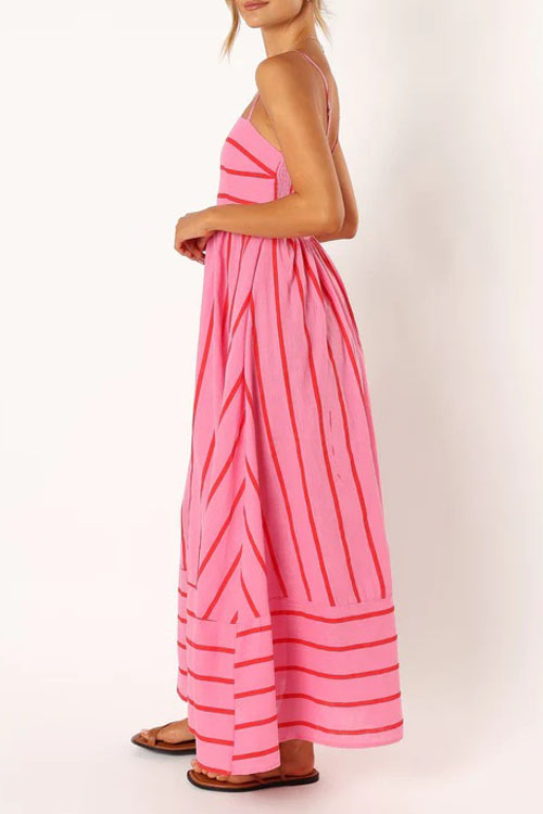 Kathiadress Striped sleeveless strapless backless casual dress