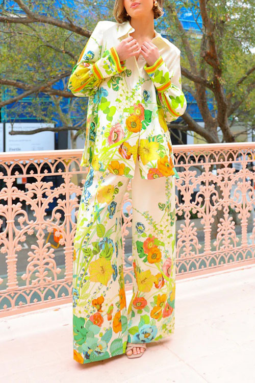 Nonnadress Printed Holiday Long Sleeve Two Piece Casual Trouser Set