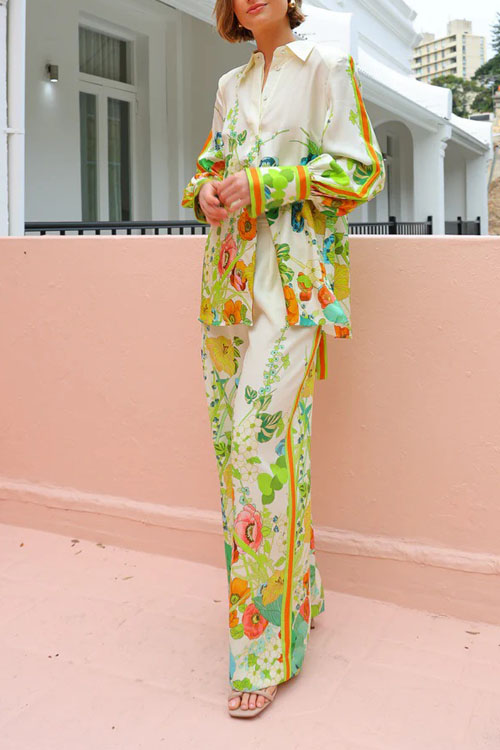 Nonnadress Printed Holiday Long Sleeve Two Piece Casual Trouser Set