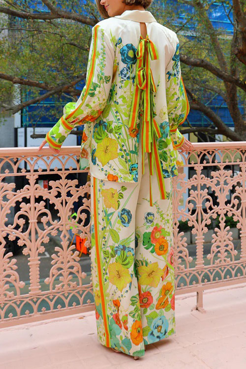 Nonnadress Printed Holiday Long Sleeve Two Piece Casual Trouser Set