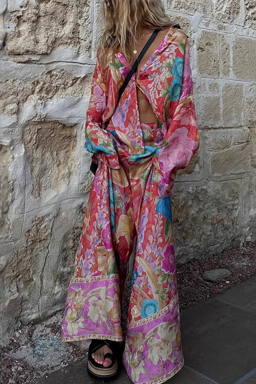 Nonnadress Long Sleeve Positioning Printed Shirt Set INS Casual Holiday Two-Piece Set