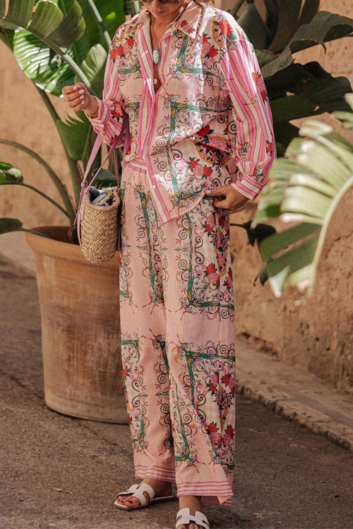 Nonnadress Long Sleeve Casual Holiday INS Loose Printed Pocket Two Piece Set