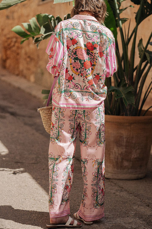 Nonnadress Long Sleeve Casual Holiday INS Loose Printed Pocket Two Piece Set