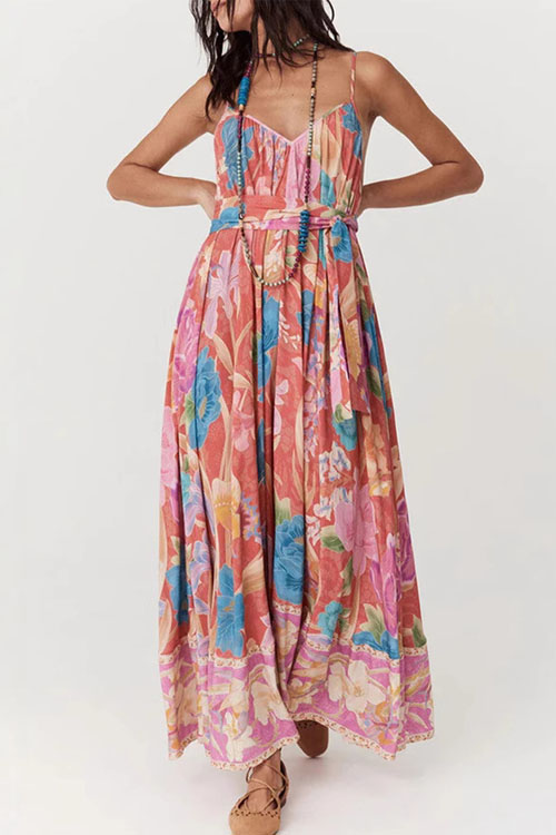 Nonnadress Printed Halter INS Loose Casual Holiday Dress