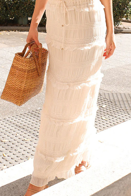 Nonnadress Sleeveless Chiffon Elastic Waist INS Holiday Loose Skirt Set