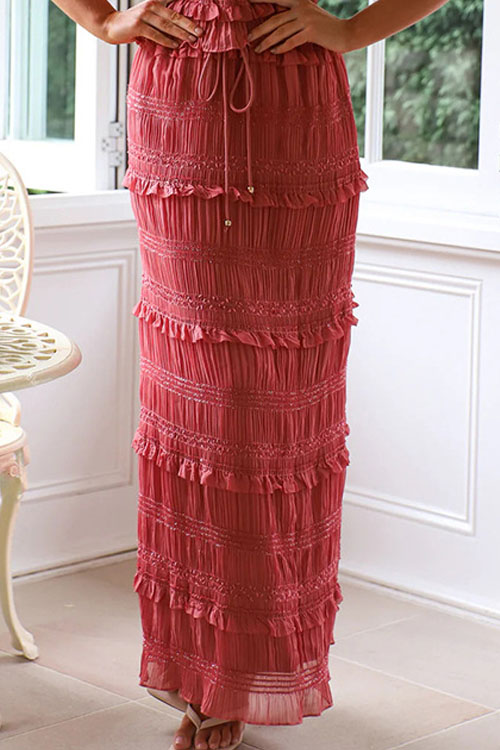 Nonnadress Sleeveless Chiffon Elastic Waist INS Holiday Loose Skirt Set