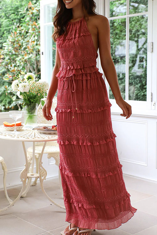 Nonnadress Sleeveless Chiffon Elastic Waist INS Holiday Loose Skirt Set