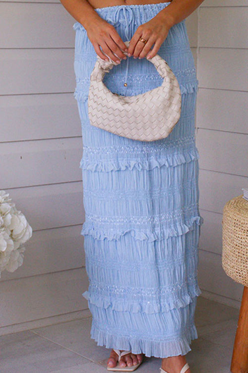 Nonnadress Sleeveless Chiffon Elastic Waist INS Holiday Loose Skirt Set