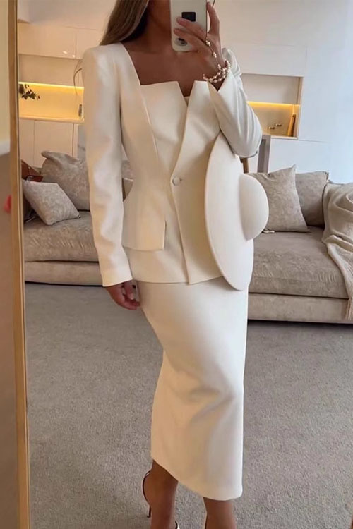 Nonnadress Long Sleeve Commuter Pocket INS Casual Loose Party Two-Piece Set