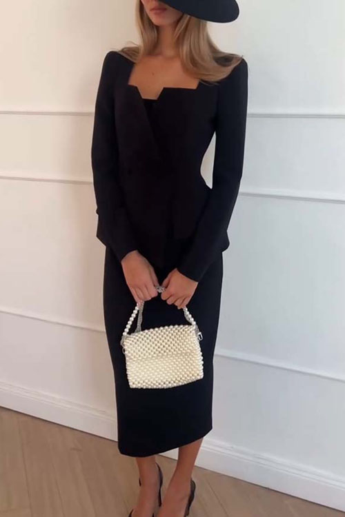 Nonnadress Long Sleeve Commuter Pocket INS Casual Loose Party Two-Piece Set