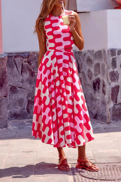 Nonnadress Summer Colourful Floral High Waist Large Hem Half Skirt