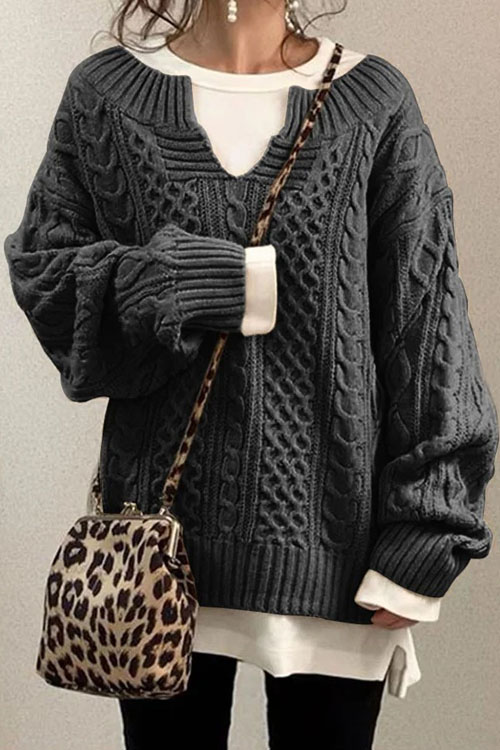 Kathiadress knitted hemp pattern casual knitted sweater
