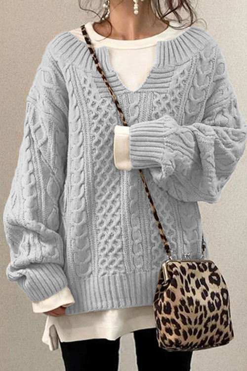 Kathiadress knitted hemp pattern casual knitted sweater