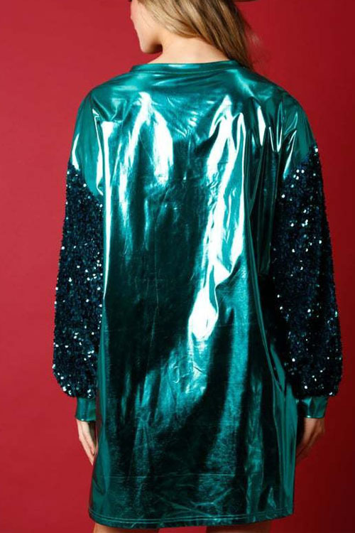 Festive Sequin Spliced Printed Dress