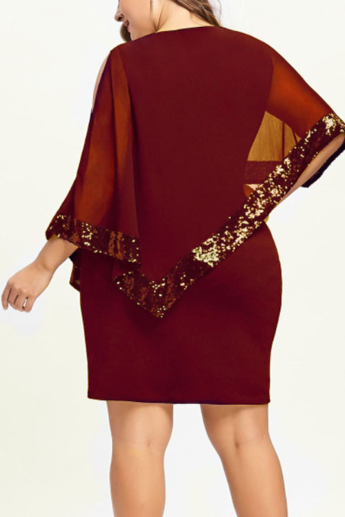 Nonnadress Asymmetrical Plus-size Chiffon Faux Two-piece Dress