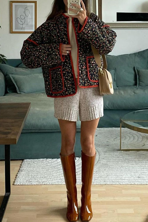 Nonnadress Loose Casual Printed Cotton Jacket