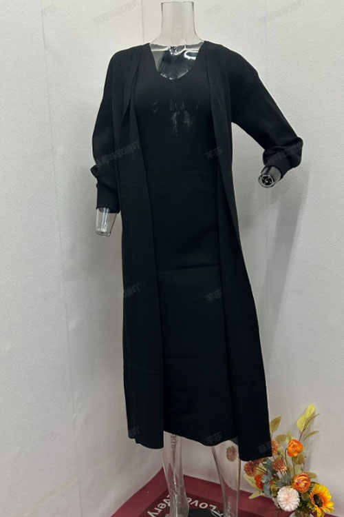 Nonnadress Casual Style Slim-fit Knit Sweater and Over-the-knee Long Skirt Two-piece Set