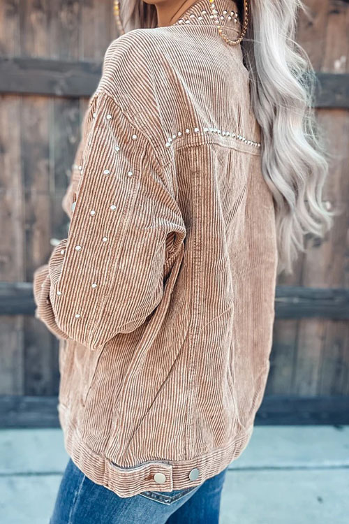 Nonnadress Casual Corduroy Studded Long-Sleeve Jacket
