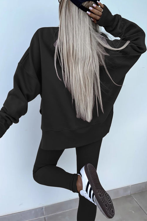 Nonnadress Casual Crew Neck Side Slit Top and Sweatpants Set