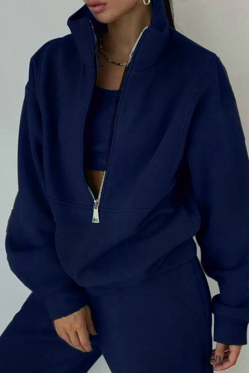 Nonnadress Fleece Sporty Street Style Casual Two-Piece Set