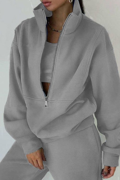 Nonnadress Fleece Sporty Street Style Casual Two-Piece Set