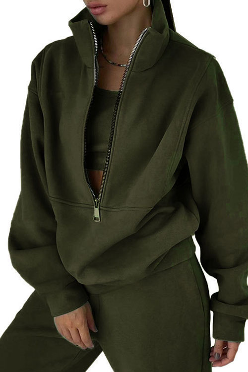 Nonnadress Fleece Sporty Street Style Casual Two-Piece Set