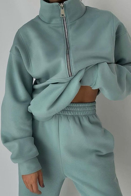 Nonnadress Fleece Sporty Street Style Casual Two-Piece Set