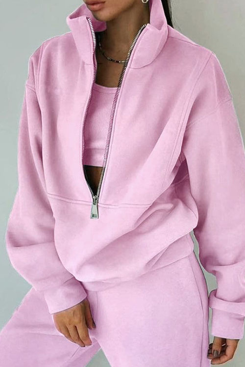 Nonnadress Fleece Sporty Street Style Casual Two-Piece Set