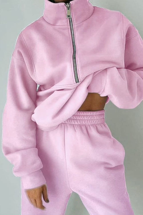 Nonnadress Fleece Sporty Street Style Casual Two-Piece Set