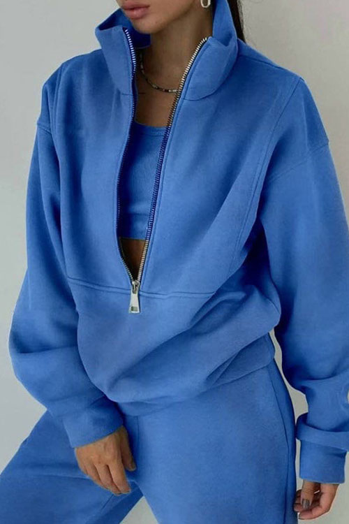 Nonnadress Fleece Sporty Street Style Casual Two-Piece Set