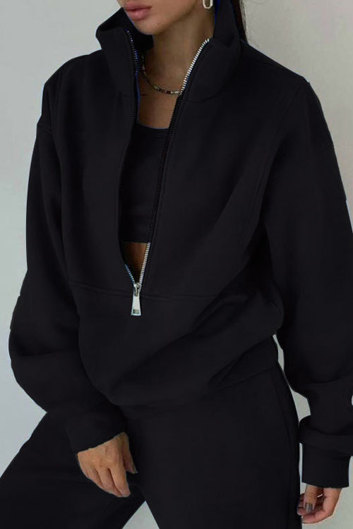 Nonnadress Fleece Sporty Street Style Casual Two-Piece Set