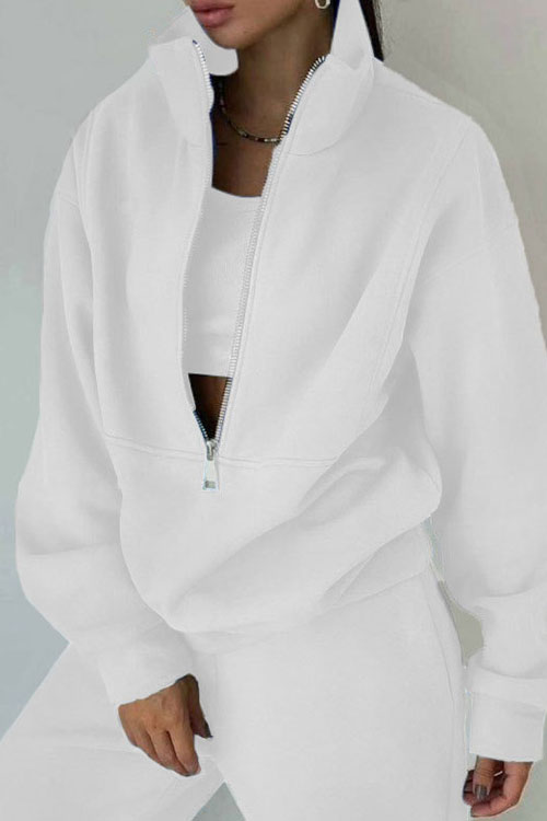 Nonnadress Fleece Sporty Street Style Casual Two-Piece Set